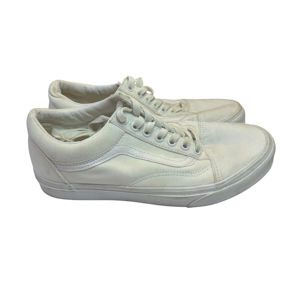 Vans Old Skool Canvas White Casual Low Top Skate Shoes Sneakers Men 9 Women 10.5